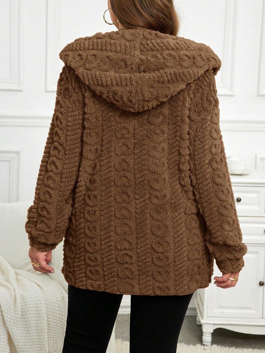 Plus Size Hooded Zip-Up Teddy Jacket – image 2