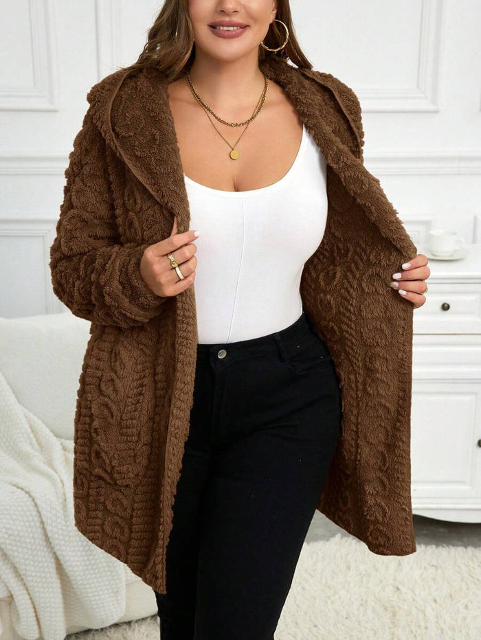 Plus Size Hooded Zip-Up Teddy Jacket – detail 1