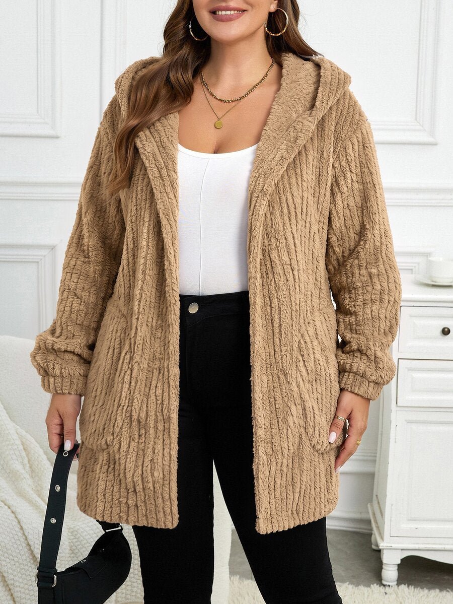 Plus Size Hooded Zip-Up Teddy Jacket – image 79