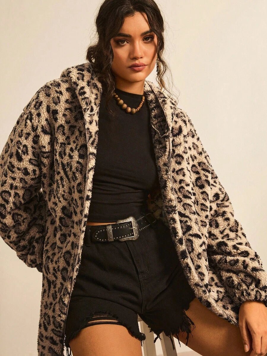 Plus Size Hooded Zip-Up Teddy Jacket – image 103