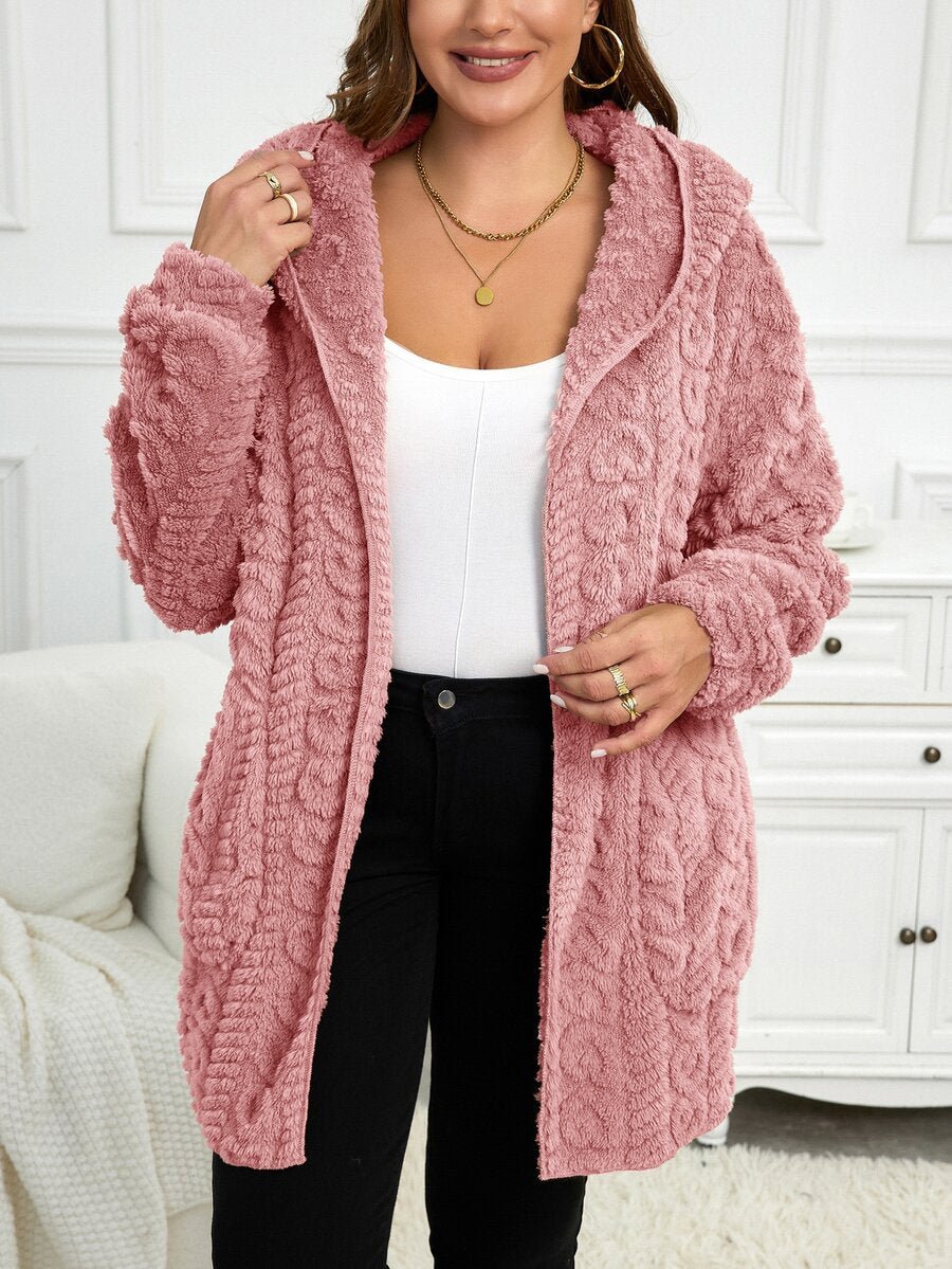 Plus Size Hooded Zip-Up Teddy Jacket – image 128