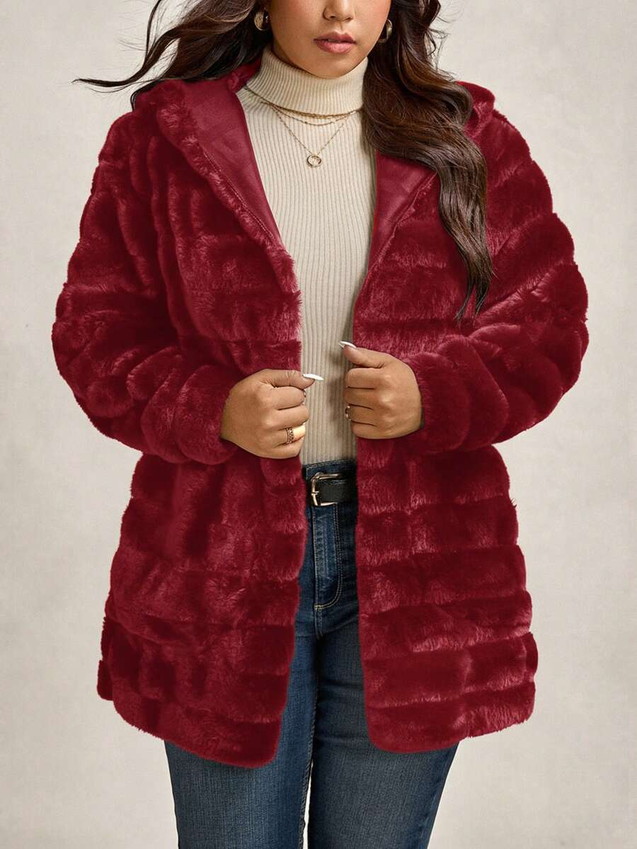 Plus Size Hooded Zip-Up Teddy Jacket – image 115