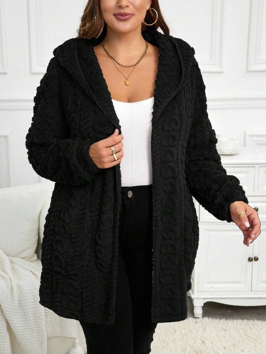 Plus Size Hooded Zip-Up Teddy Jacket – image 53