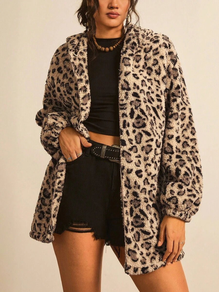 Plus Size Hooded Zip-Up Teddy Jacket – image 104
