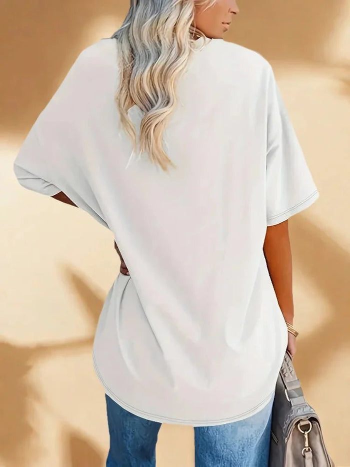 Plus Size Printed V-Neck Tunic Top – detail 1