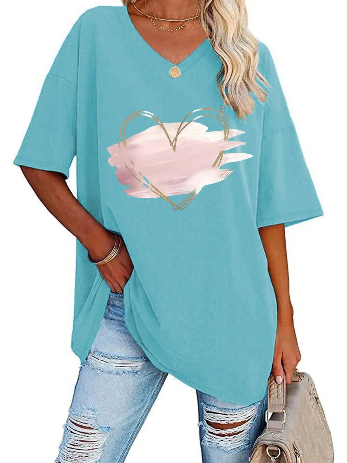 Plus Size Printed V-Neck Tunic Top – image 9