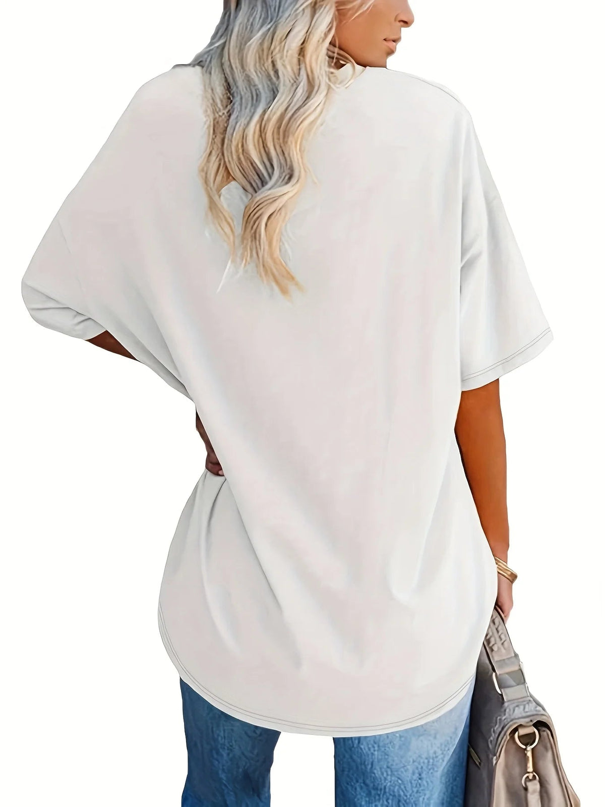 Plus Size Printed V-Neck Tunic Top - Curvella