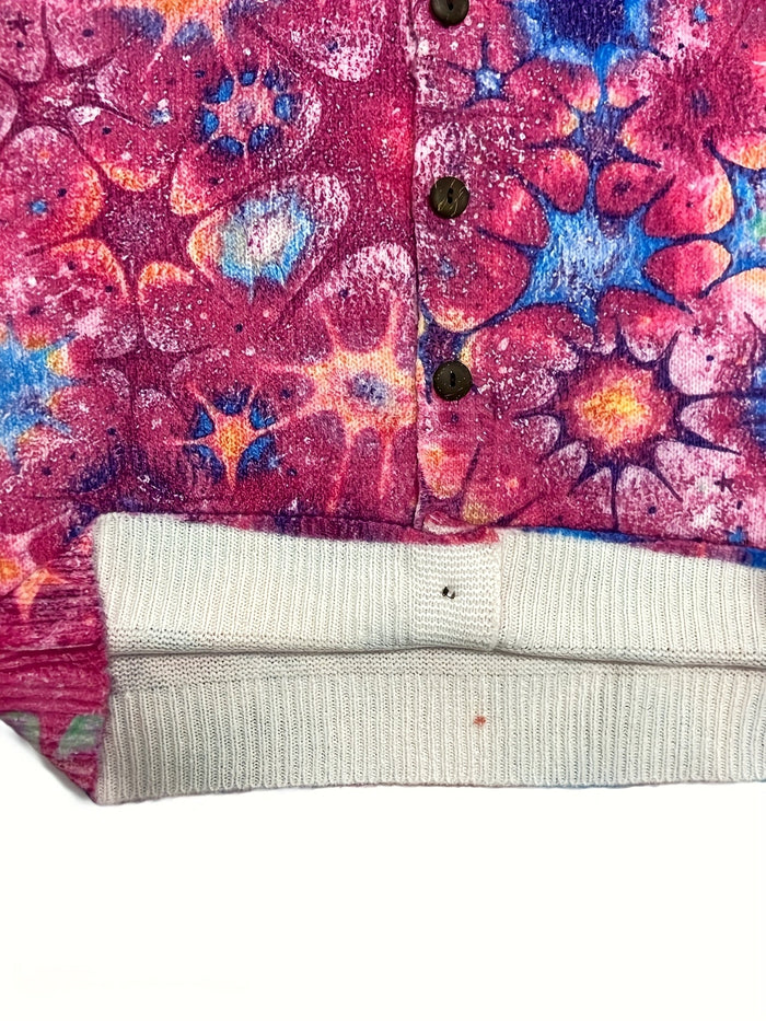 Plus Size Rose Red Printed Button Cardigan – detail 4