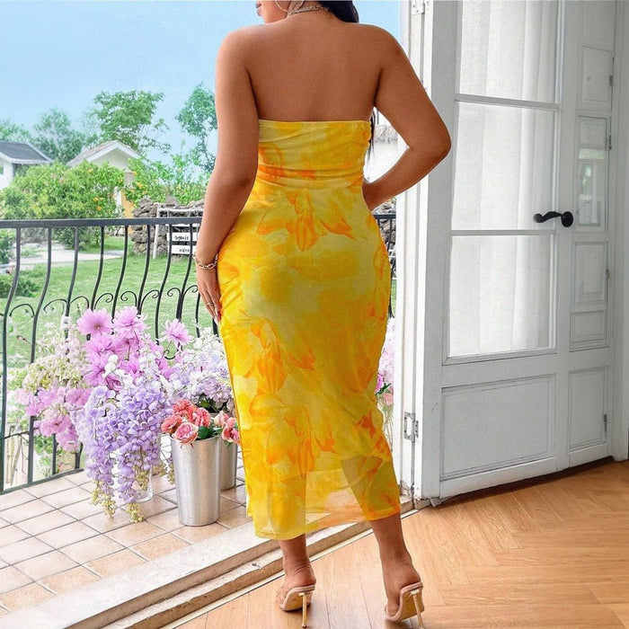 Plus Size Sleeveless Floral Print Long Dress – detail 2