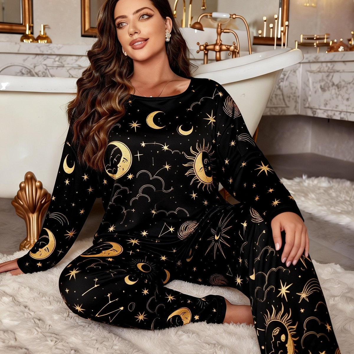 Plus Size Star Print Long Sleeve Pyjama Set – image 6