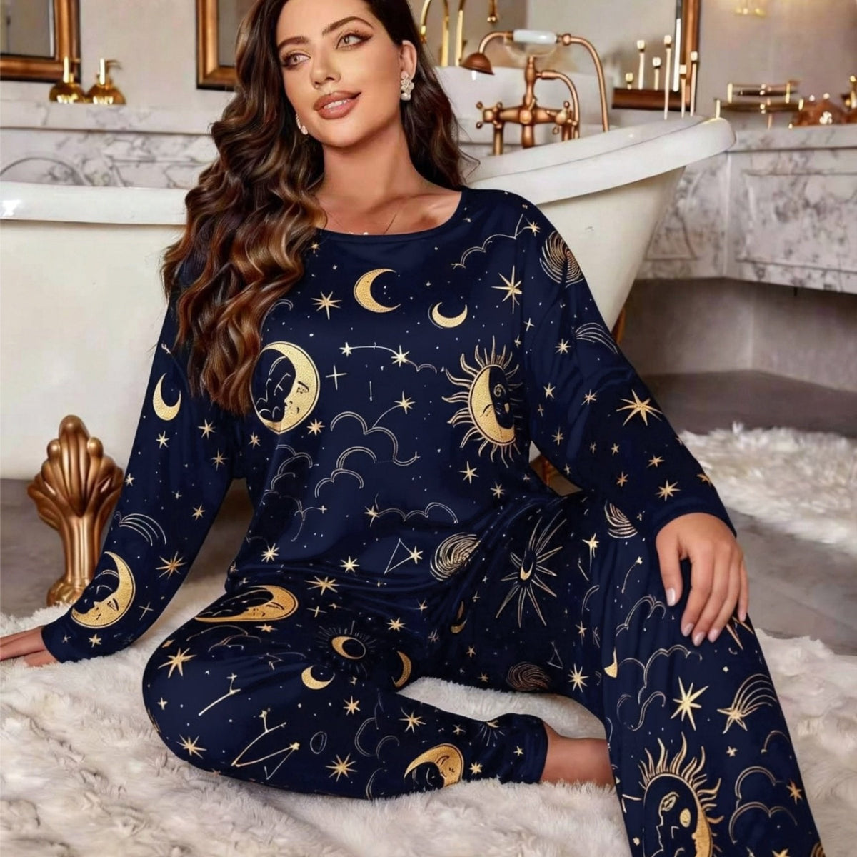 Plus Size Star Print Long Sleeve Pyjama Set – image 8