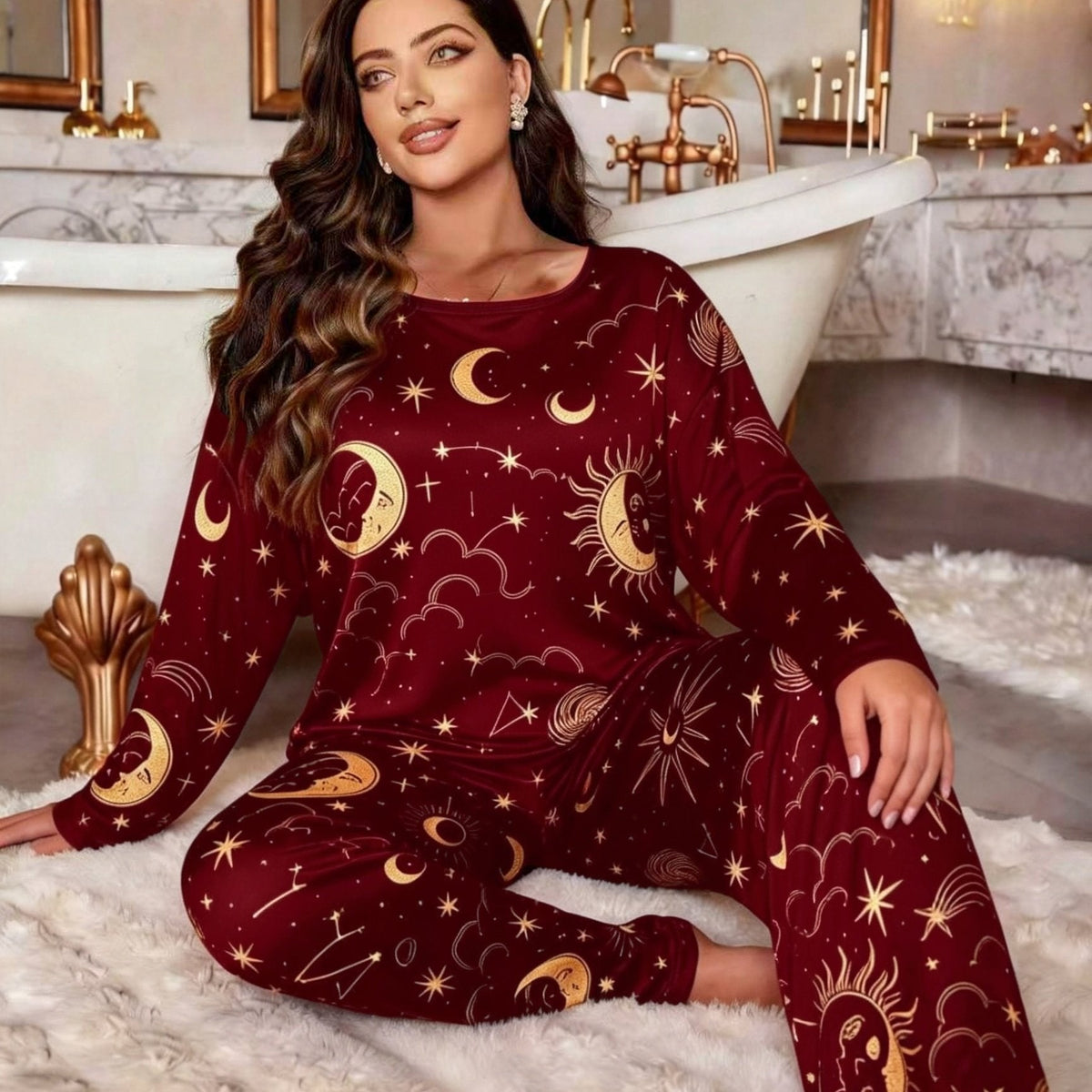 Plus Size Star Print Long Sleeve Pyjama Set – image 7