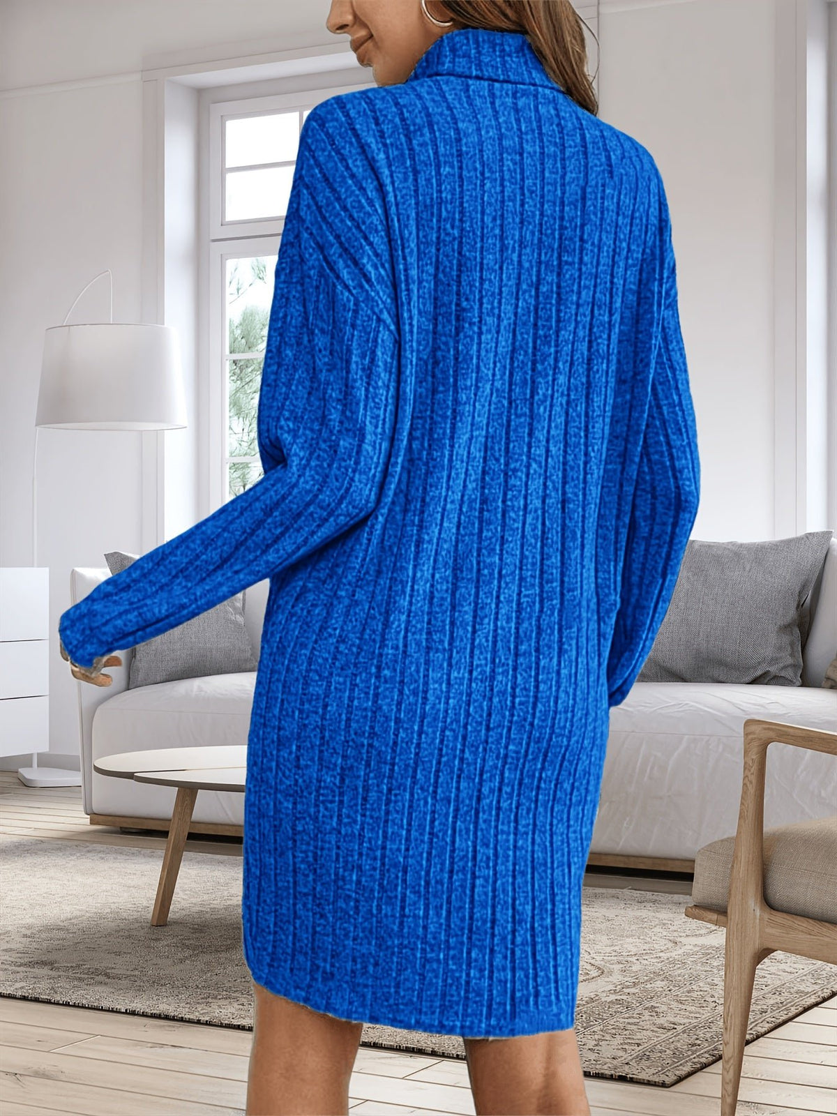 Plus Size Textured High-Neck Long Sleeve Dress – image 3