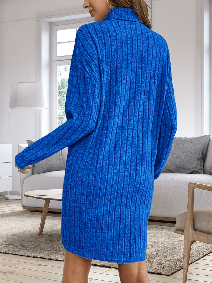 Plus Size Textured High-Neck Long Sleeve Dress – detail 1