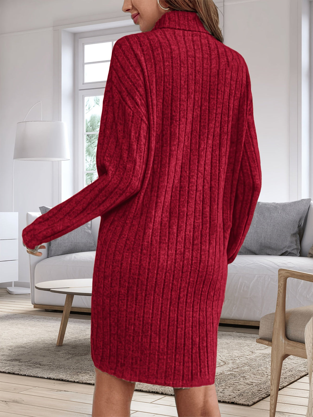Plus Size Textured High-Neck Long Sleeve Dress – image 11