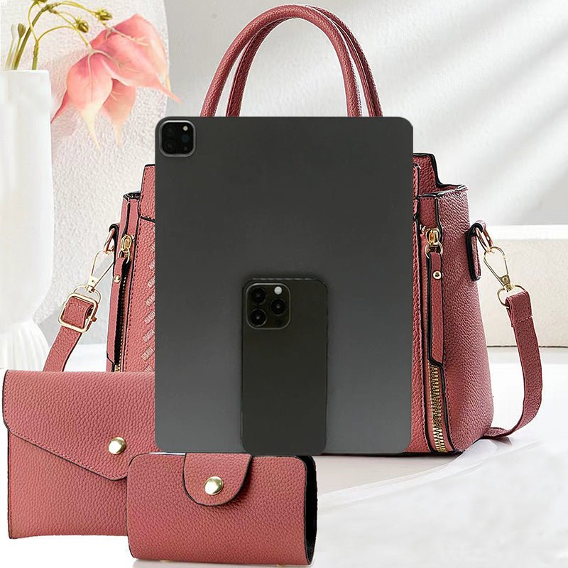 Quilted PU Handbag Set with Removable Strap – image 4