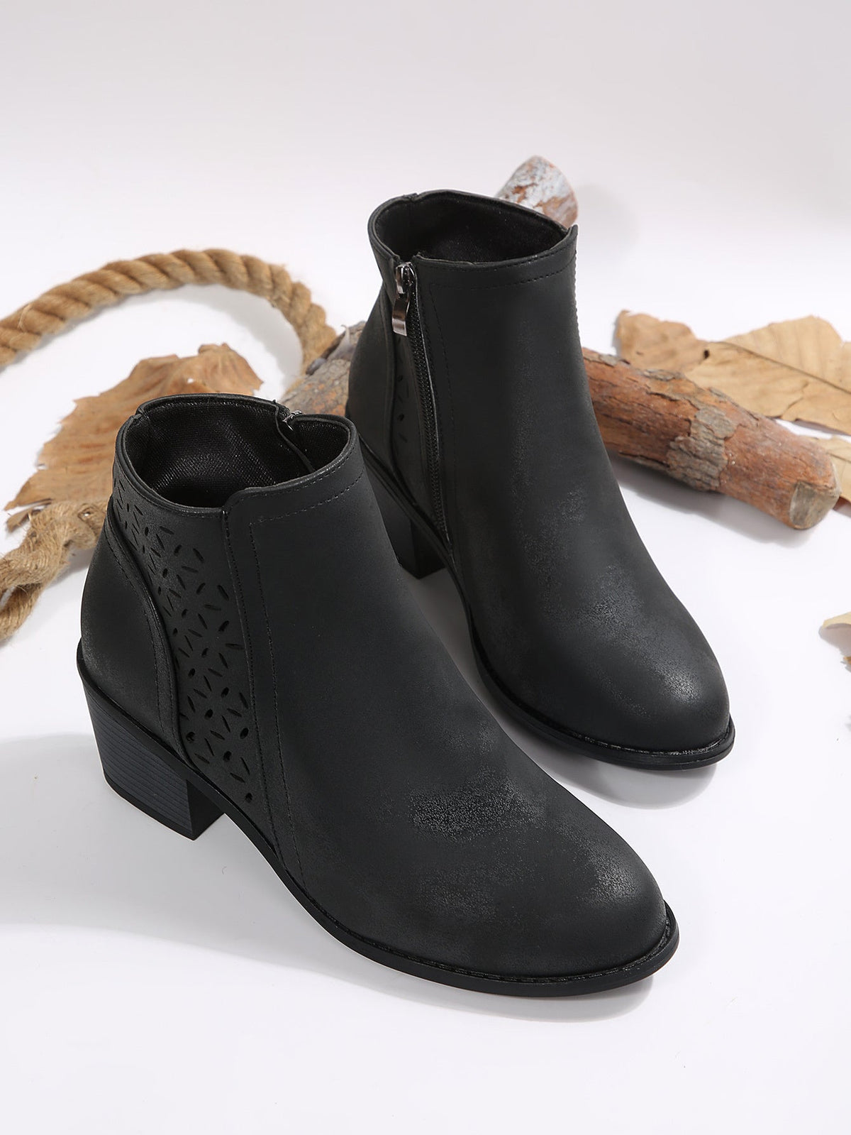 Women's Wide Fit Laser-Cut Block Heel Boots – image 14