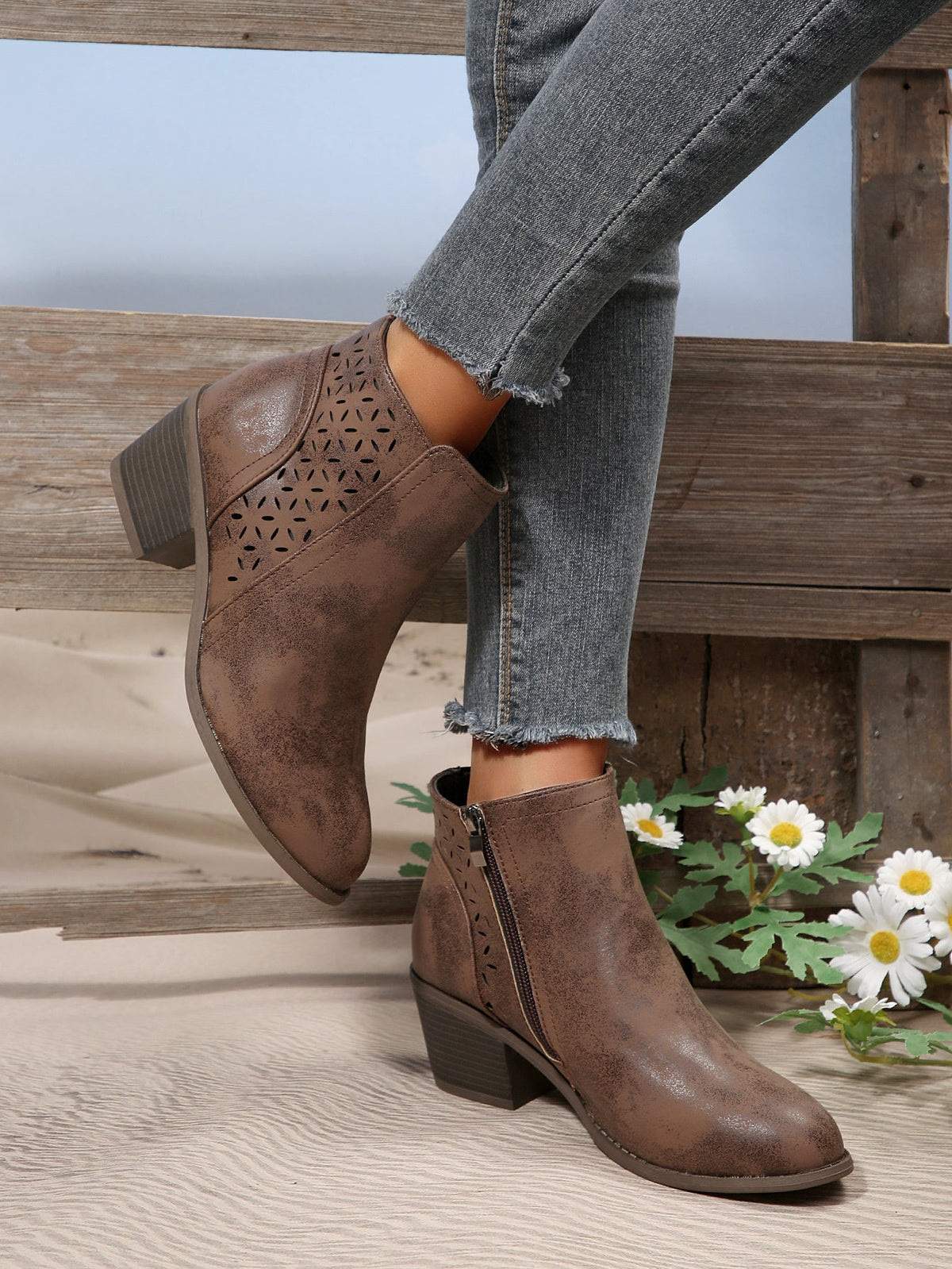 Women's Wide Fit Laser-Cut Block Heel Boots – image 17