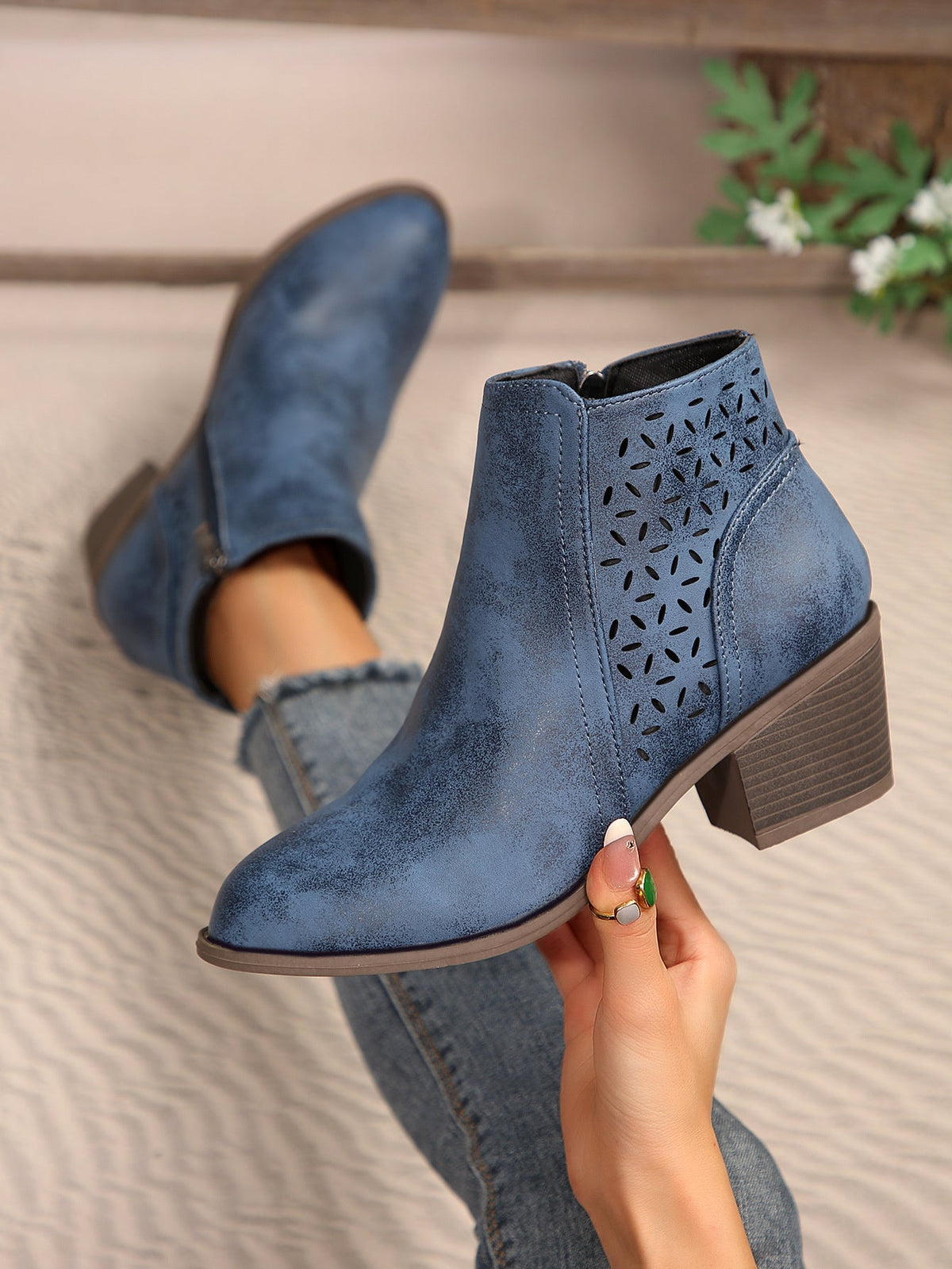 Women's Wide Fit Laser-Cut Block Heel Boots – image 24