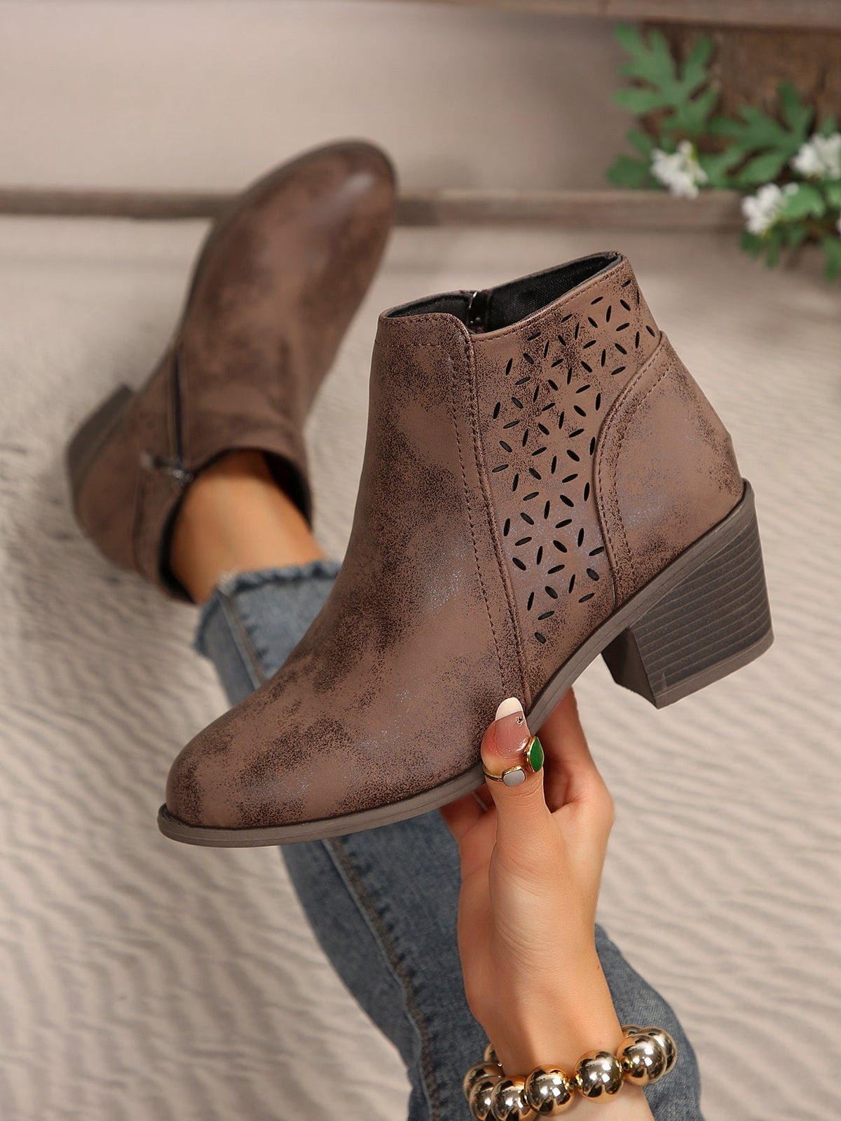 Women's Wide Fit Laser-Cut Block Heel Boots – image 16