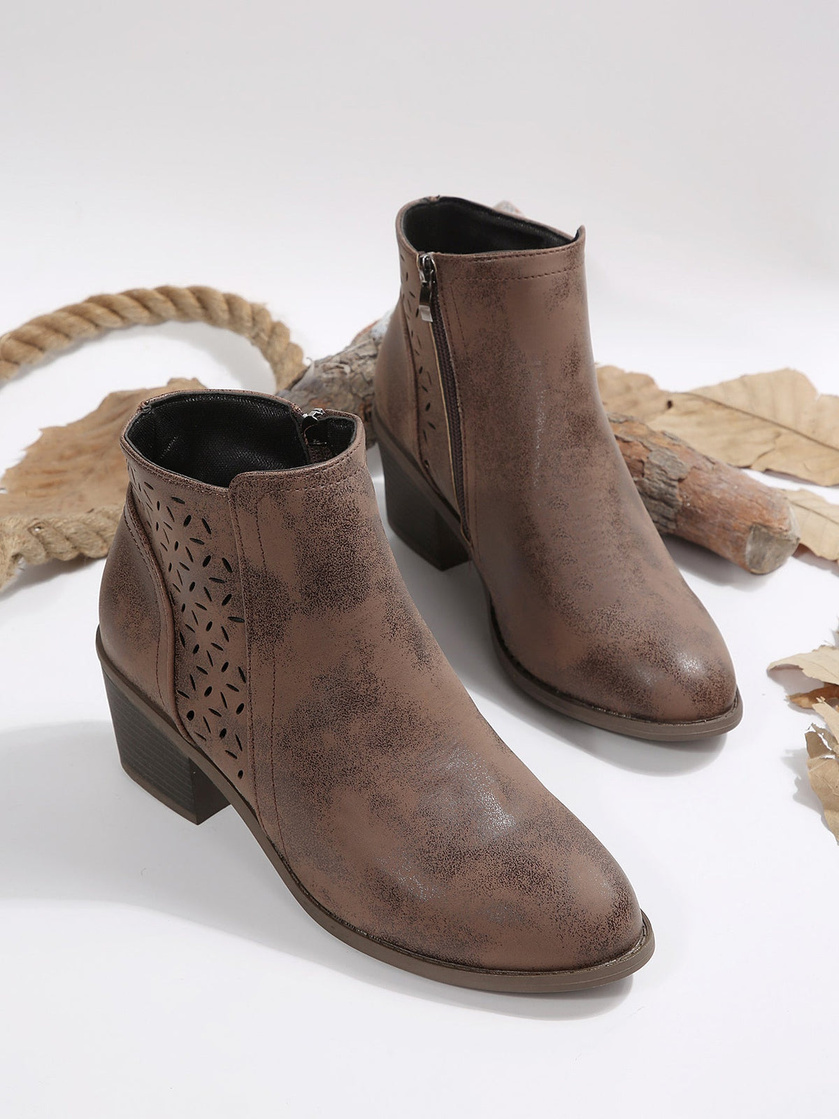 Women's Wide Fit Laser-Cut Block Heel Boots – image 20
