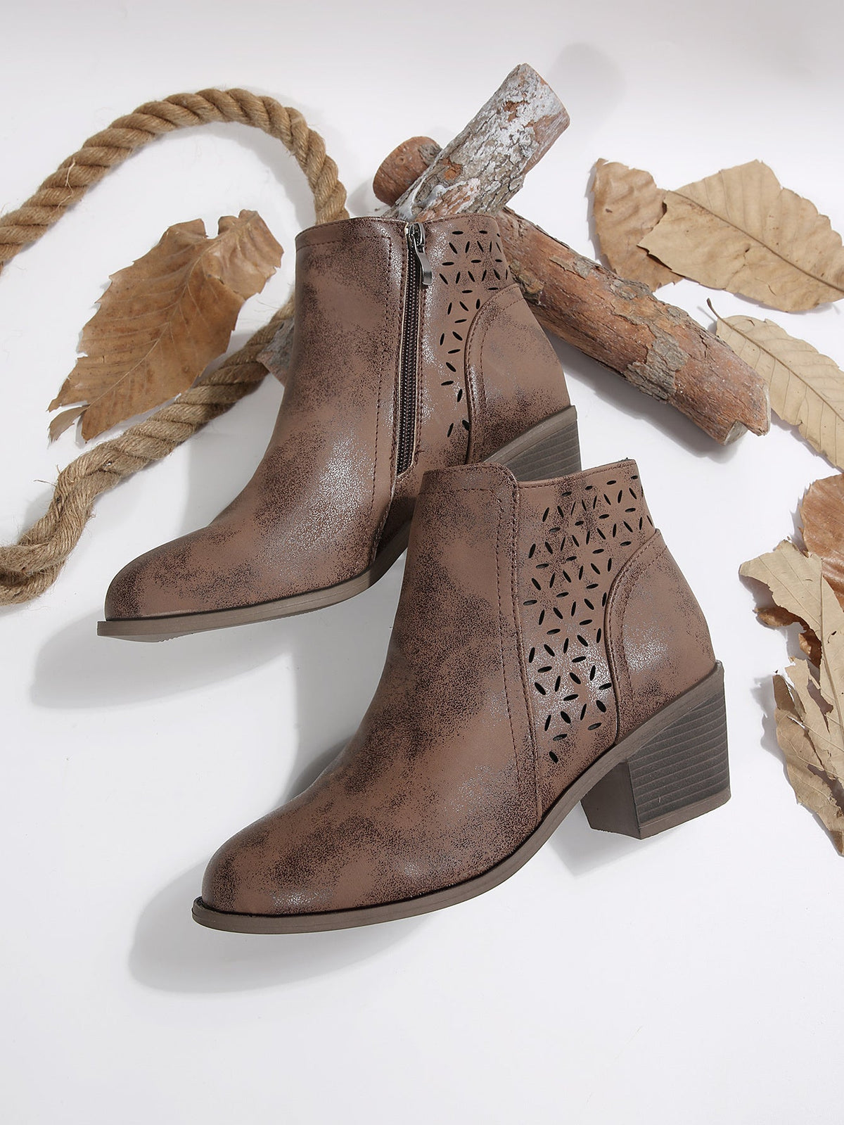 Women's Wide Fit Laser-Cut Block Heel Boots – image 15