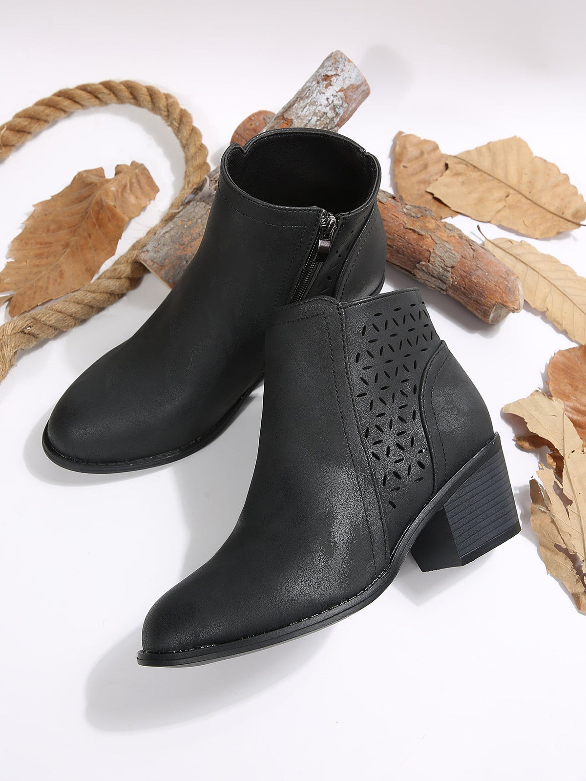 Women's Wide Fit Laser-Cut Block Heel Boots – image 9