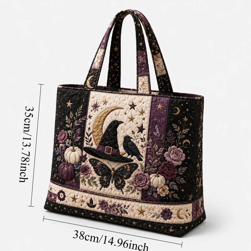 Gothic Crow & Butterfly Quilted Tote Bag – image 2