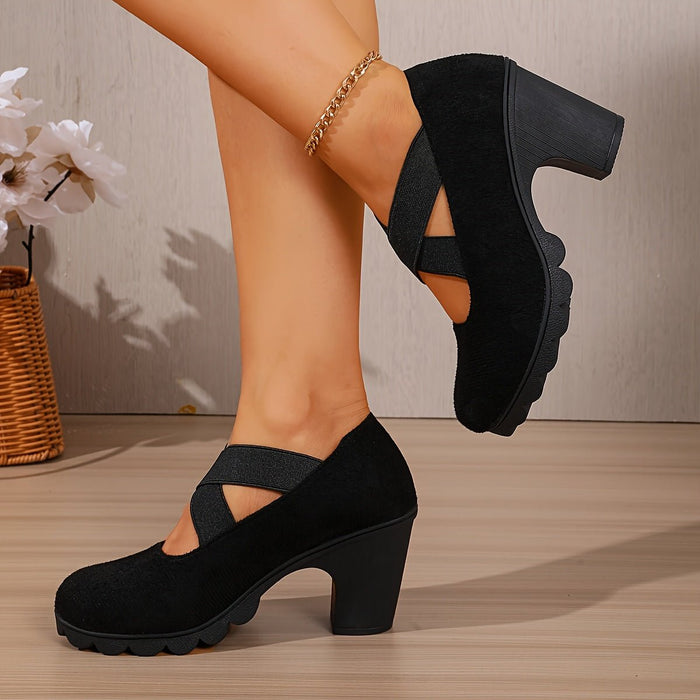 Women's Wide Fit Platform Block Heel Shoes – detail 1