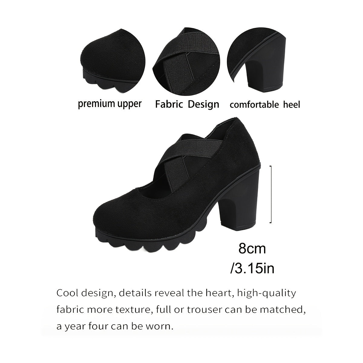 Women's Wide Fit Platform Block Heel Shoes styled